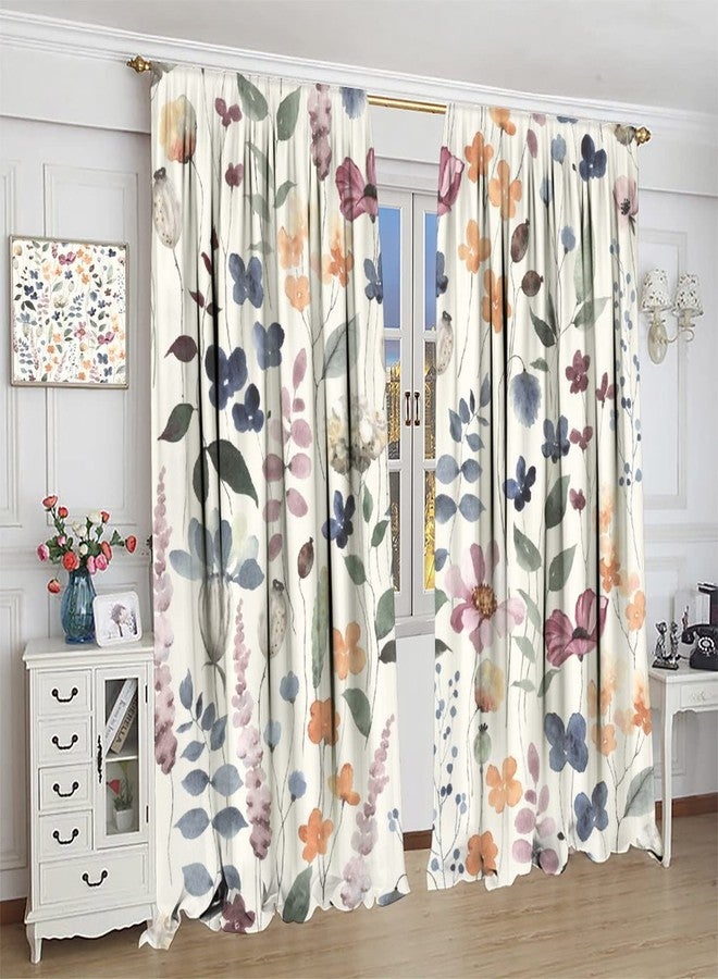 AuiMzoo Watercolor Floral Curtains, Spring Colorful Vintage Floral Nature Pattern for Bedroom Living Room Blackout Noise Reduction Curtains, Set of 2 Panels,42X45 Inch - Image 5